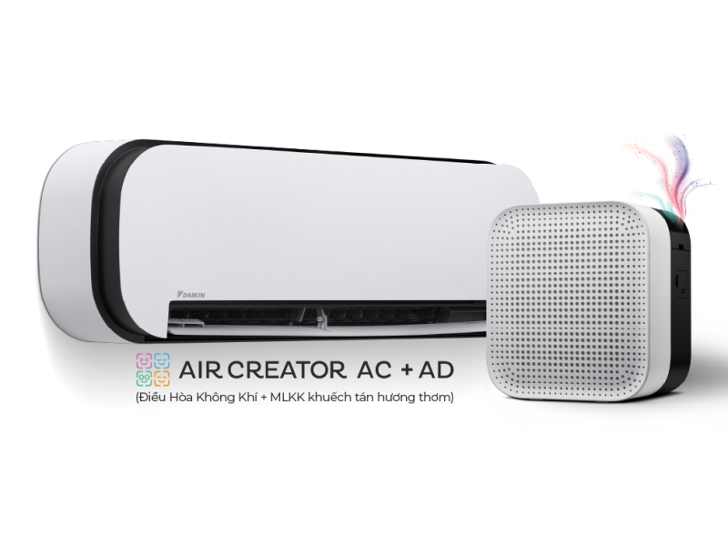 AIR CREATOR - Bộ đ&ocirc;i Điều H&ograve;a 1.5HP v&agrave; M&aacute;y lọc kh&ocirc;ng kh&iacute; khuếch t&aacute;n hương thơm (Trắng) - Trang