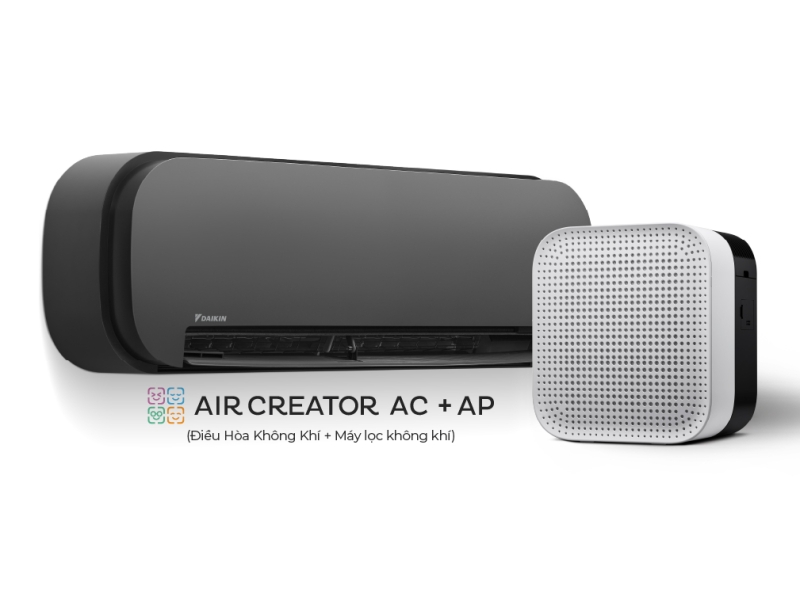 AIR CREATOR - Bộ đ&ocirc;i Điều H&ograve;a 1.5HP (Đen) v&agrave; M&aacute;y lọc kh&ocirc;ng kh&iacute; (Trắng) - Trang